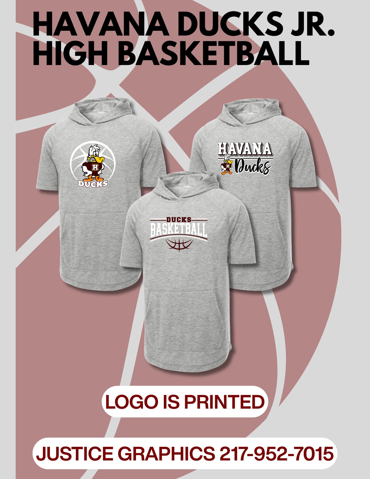Havana Ducks Jr. High Basketball Sport-Tek® PosiCharge® Tri-Blend Wicking Short Sleeve Hoodie (P.ST404)