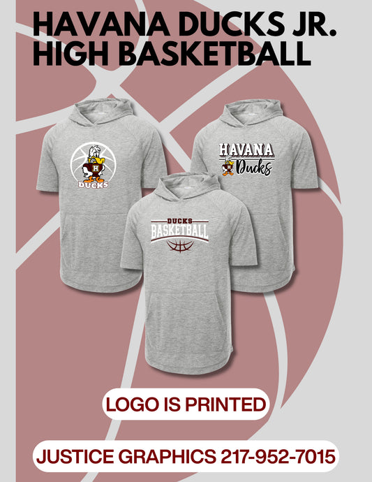 Havana Ducks Jr. High Basketball Sport-Tek® PosiCharge® Tri-Blend Wicking Short Sleeve Hoodie (P.ST404)