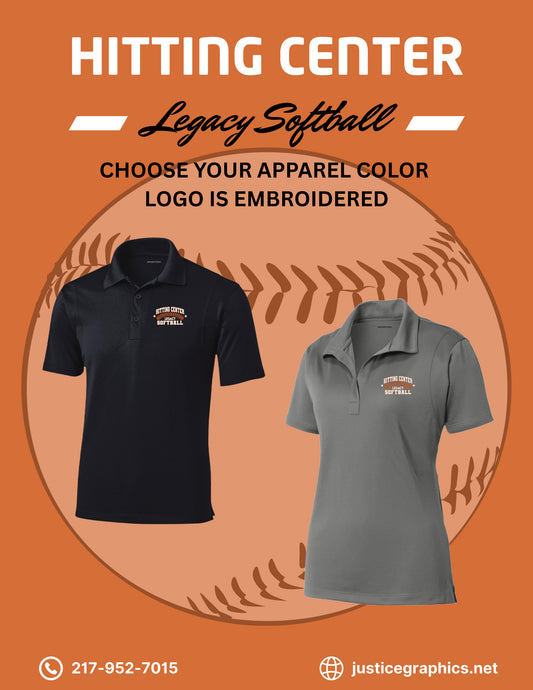 Hitting Center Legacy Softball Unisex/Ladies SPORT TEK Short Sleeve Polo (E.ST650/LST650)