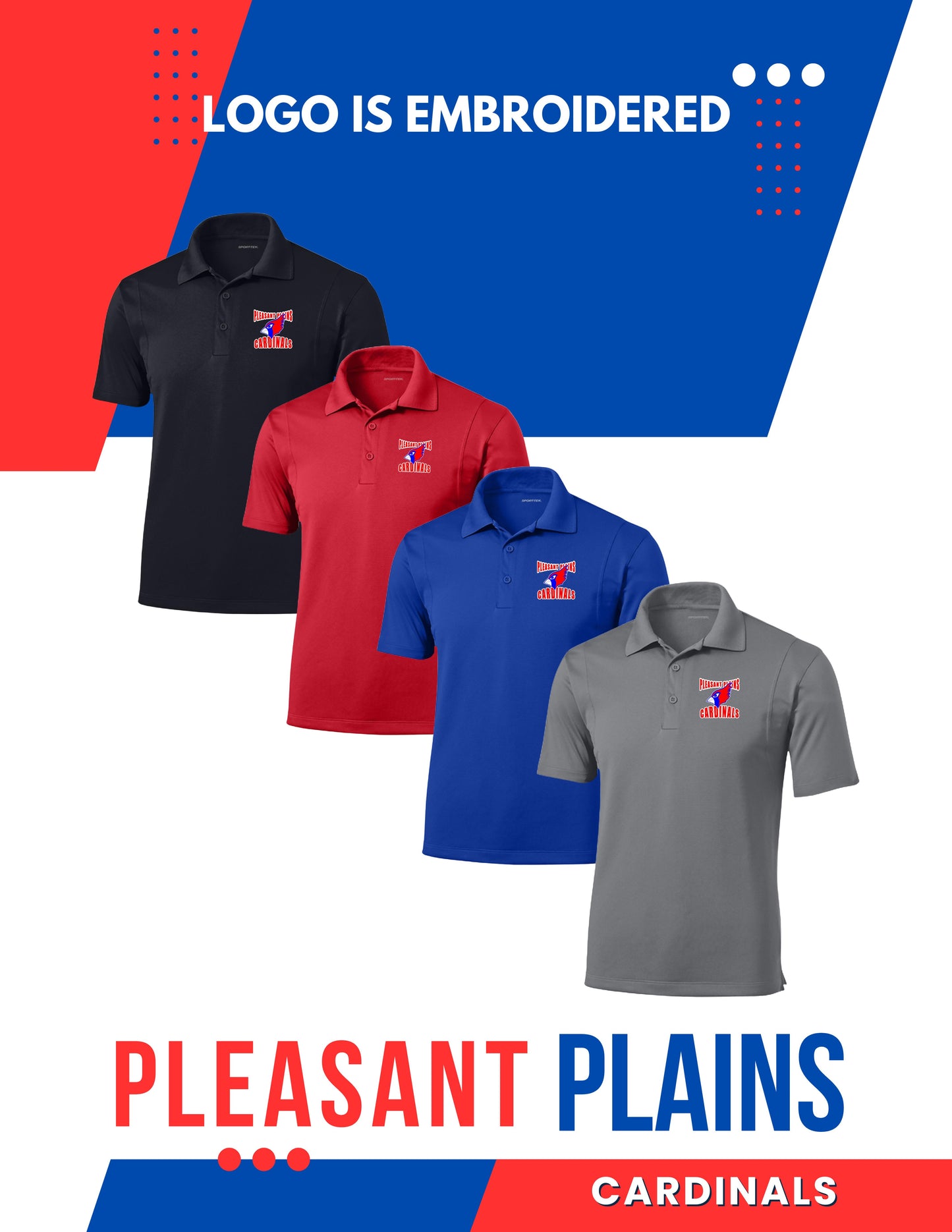 PP Cardinals Unisex/Ladies SPORT TEK Short Sleeve Polo (E.ST650/LST650)