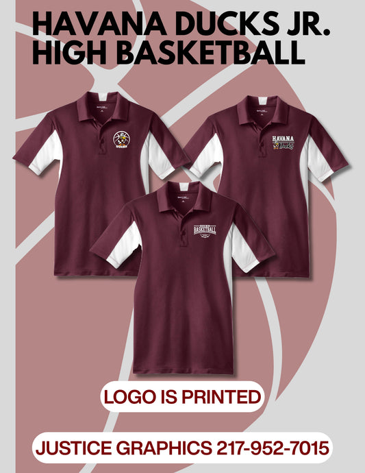 Havana Ducks Jr. High Basketball Sport-Tek® Side Blocked Micropique Sport-Wick® Polo (P. ST655)