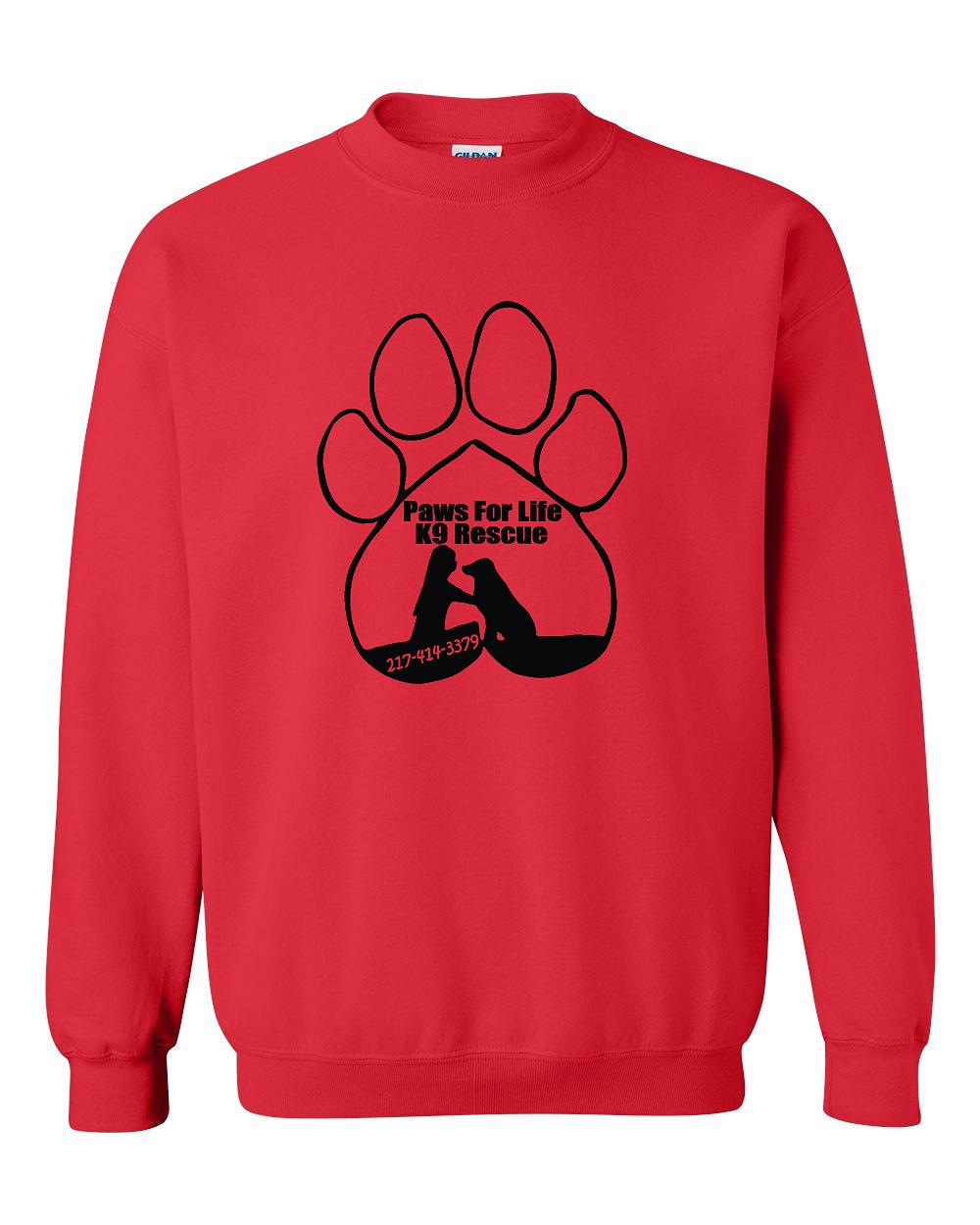 PAWS FOR LIFE K9 RESCUE UNISEX CREW SWEATSHIRT (P.18000)