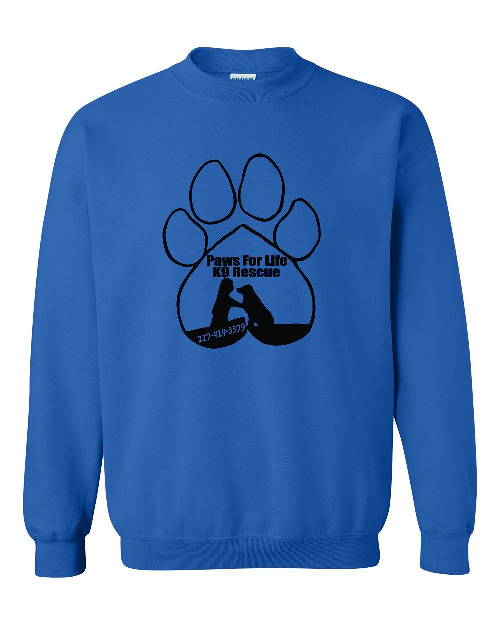 PAWS FOR LIFE K9 RESCUE UNISEX CREW SWEATSHIRT (P.18000)