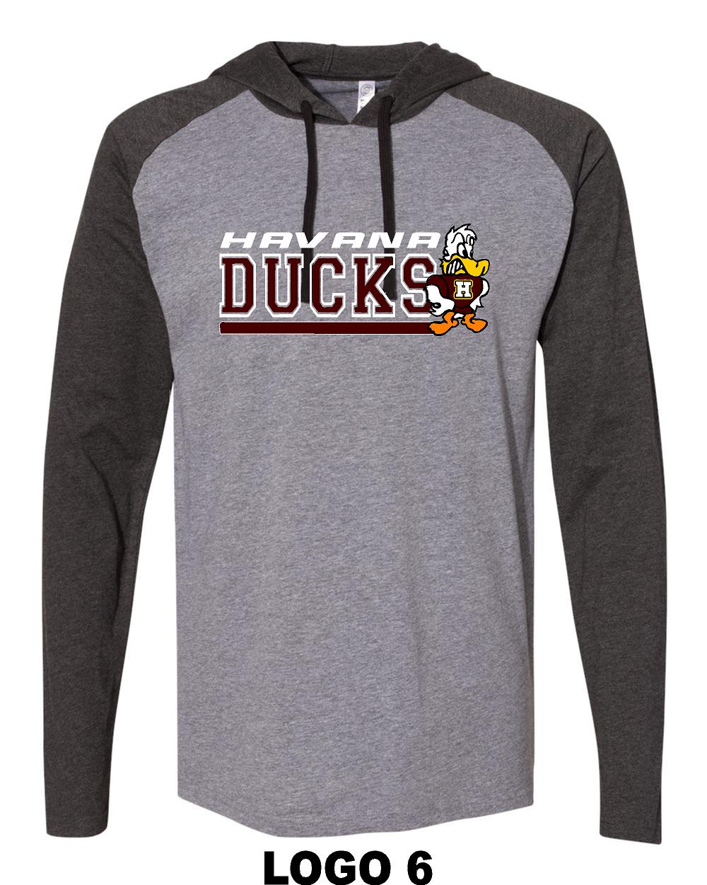 HAVANA DUCKS Fine Jersey Hooded Long Sleeve Raglan T-Shirt - (P.6917)