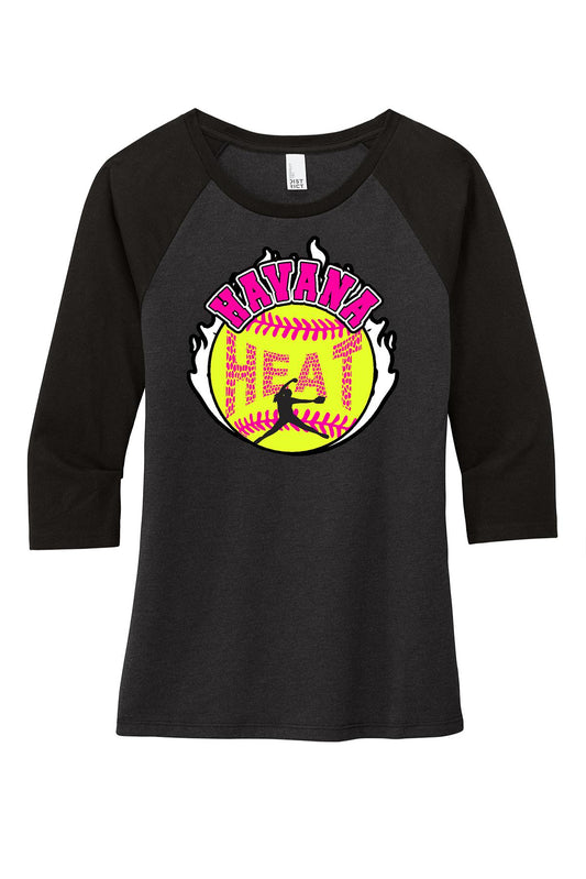 HAVANA HEAT SOFTBALL Women’s Perfect Tri ® 3/4-Sleeve Raglan (P.DM136L)