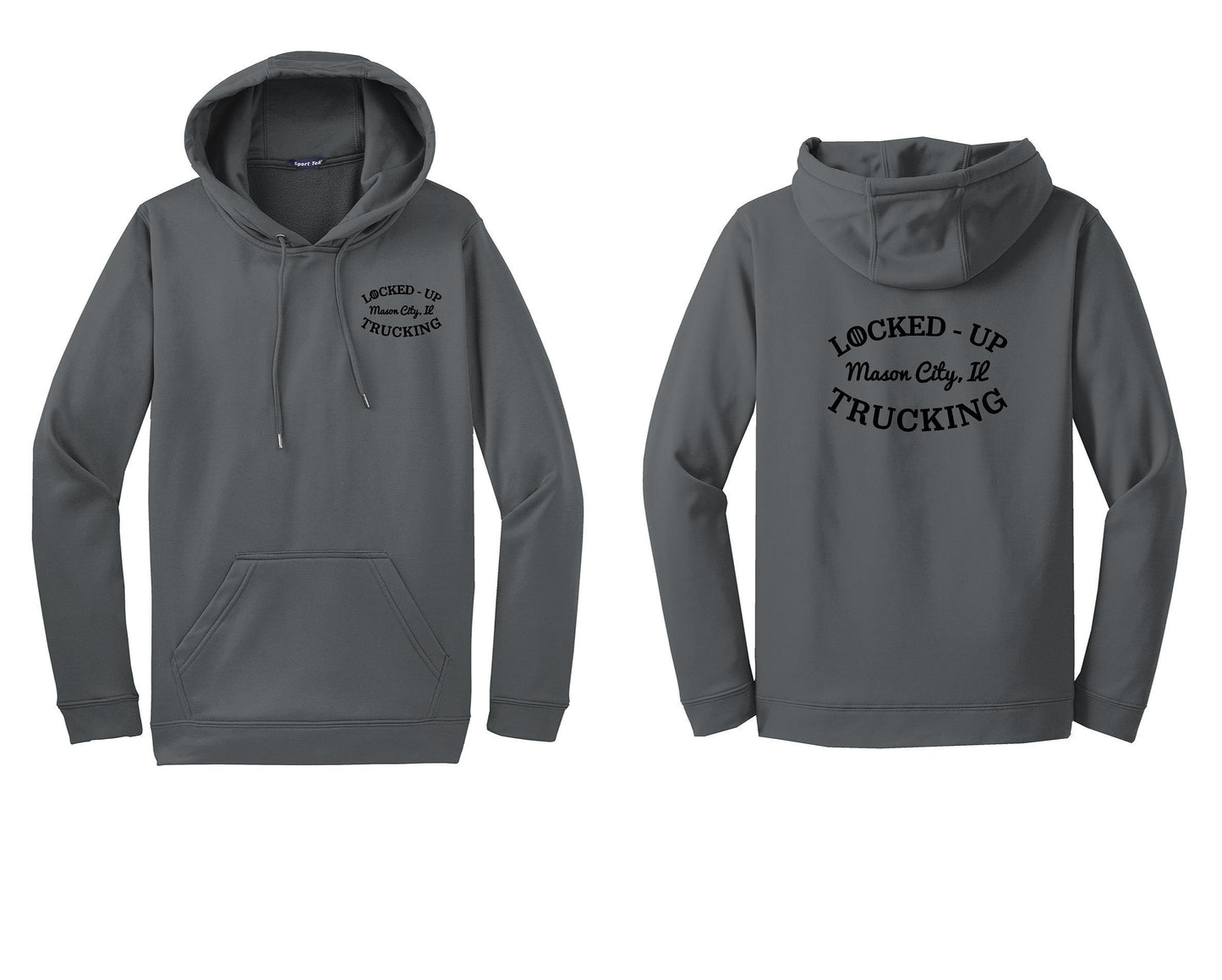 LOCKED-UP TRUCKING UNISEX PERFORMANCE HOODIE BLACK LOGO (P.ST.F244)