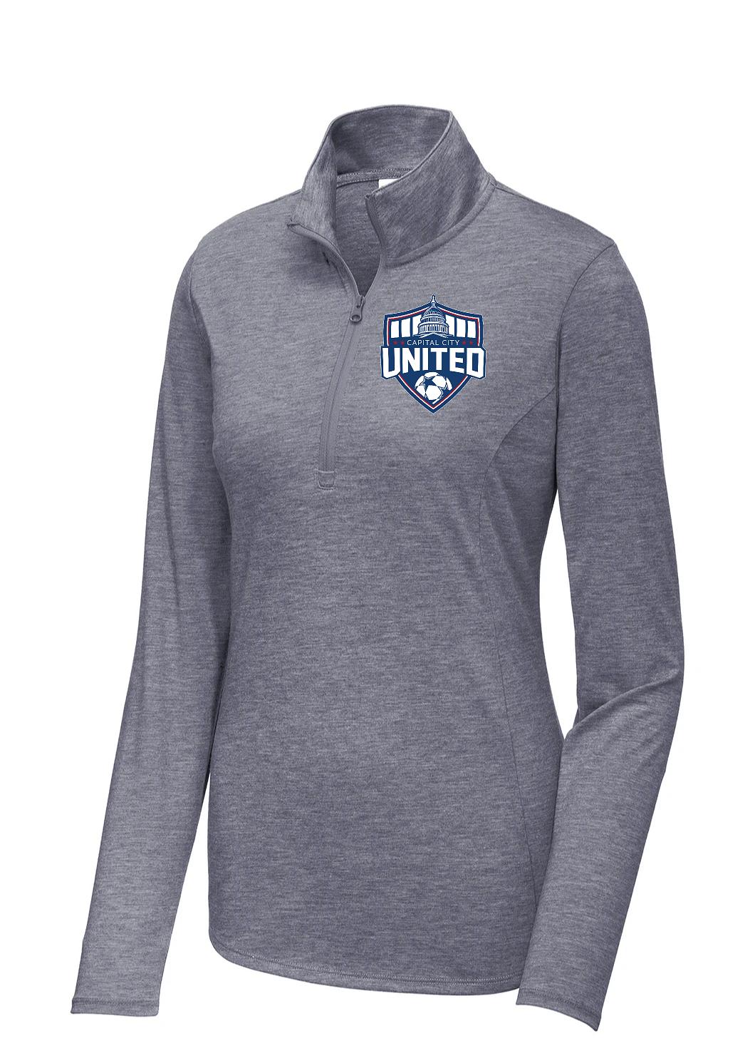 CAPITAL CITY UNITED SOCCER LADIES QUARTER ZIP (E.LST407 True Navy Heather)