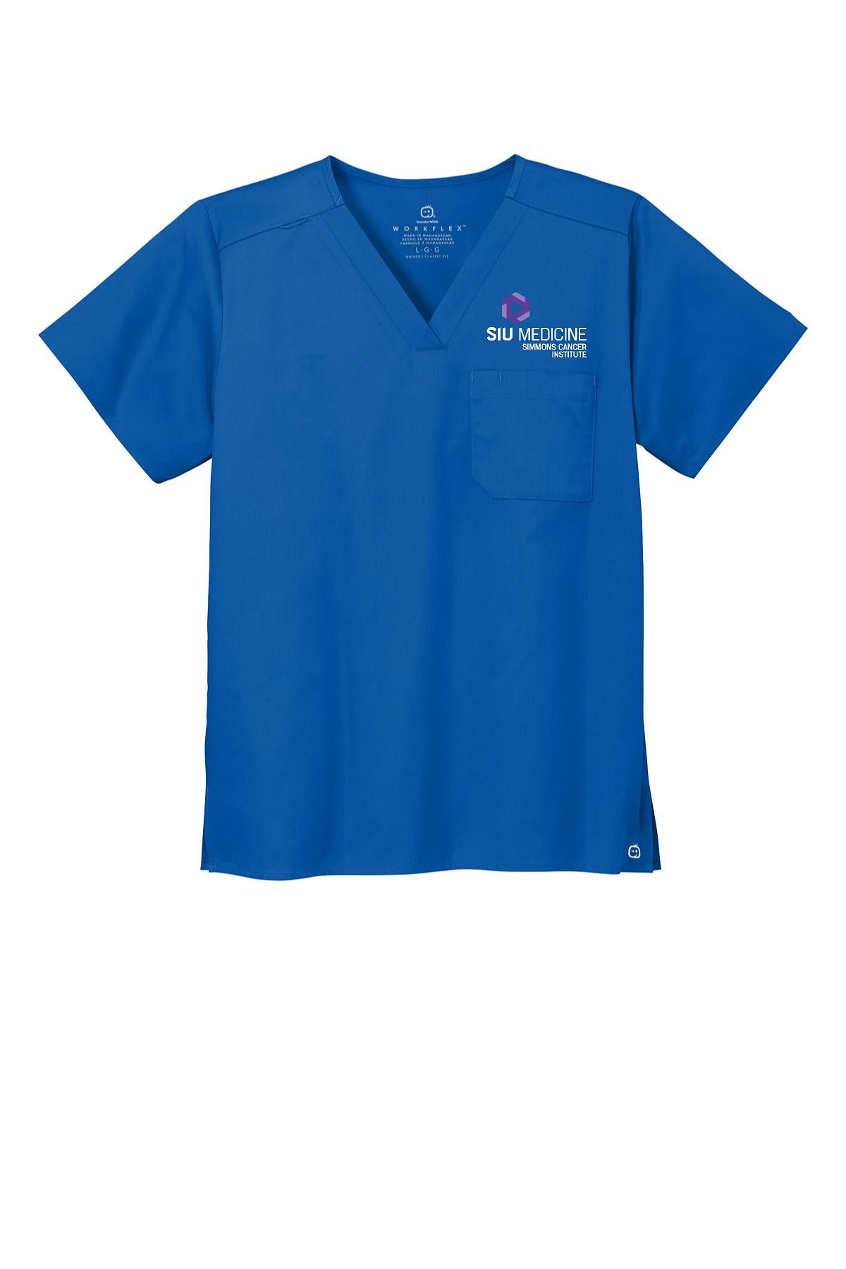 SIU Medicine Simmons Cancer Institute WonderWink® Unisex WorkFlex™ Chest Pocket V-Neck Top (E. WW3160)