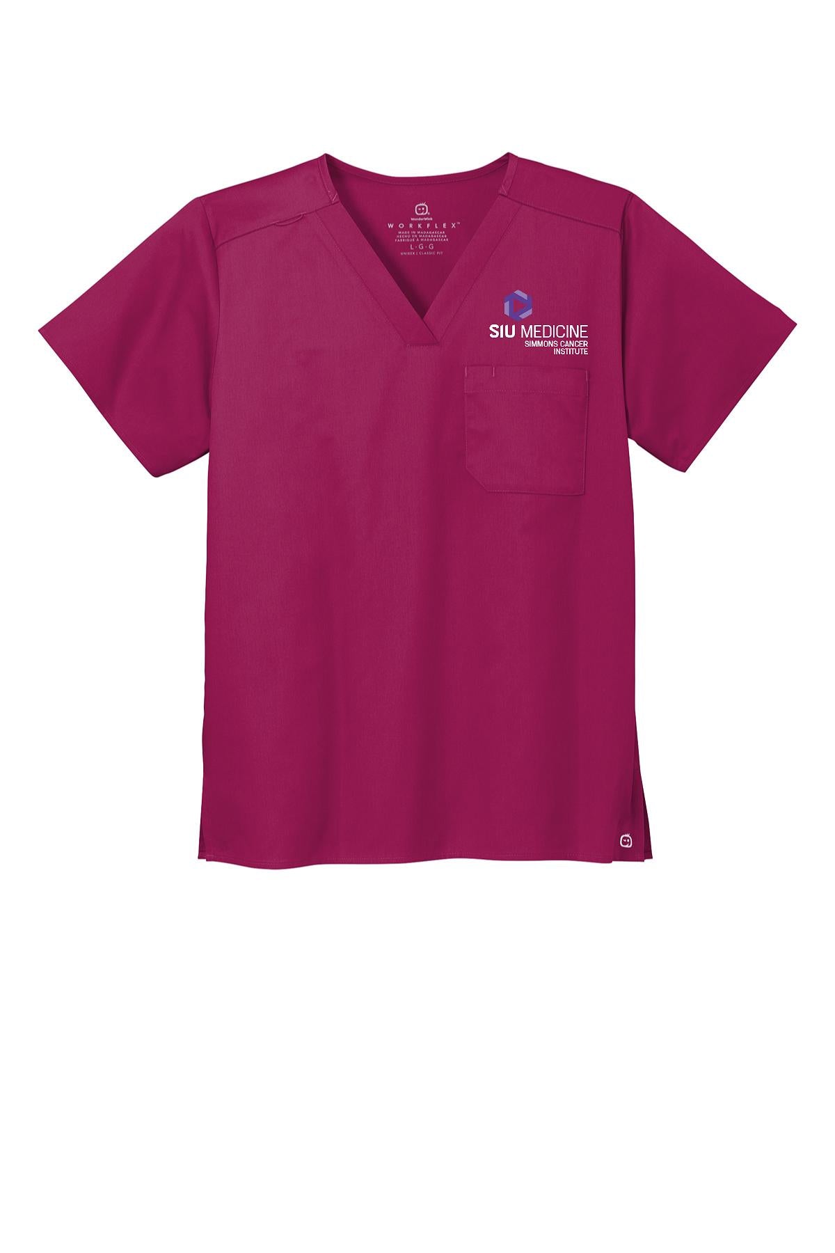 SIU Medicine Simmons Cancer Institute WonderWink® Unisex WorkFlex™ Chest Pocket V-Neck Top (E. WW3160)